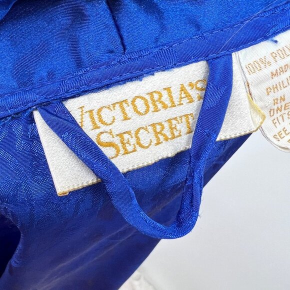 Victoria Secret Gold label Blue Robe Woman's One Size Tie Flawed - Picture 11 of 13